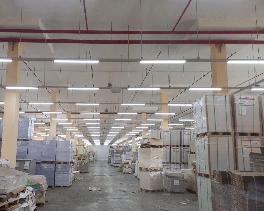 thi công hệ thống chiếu sáng nhà máy in 7