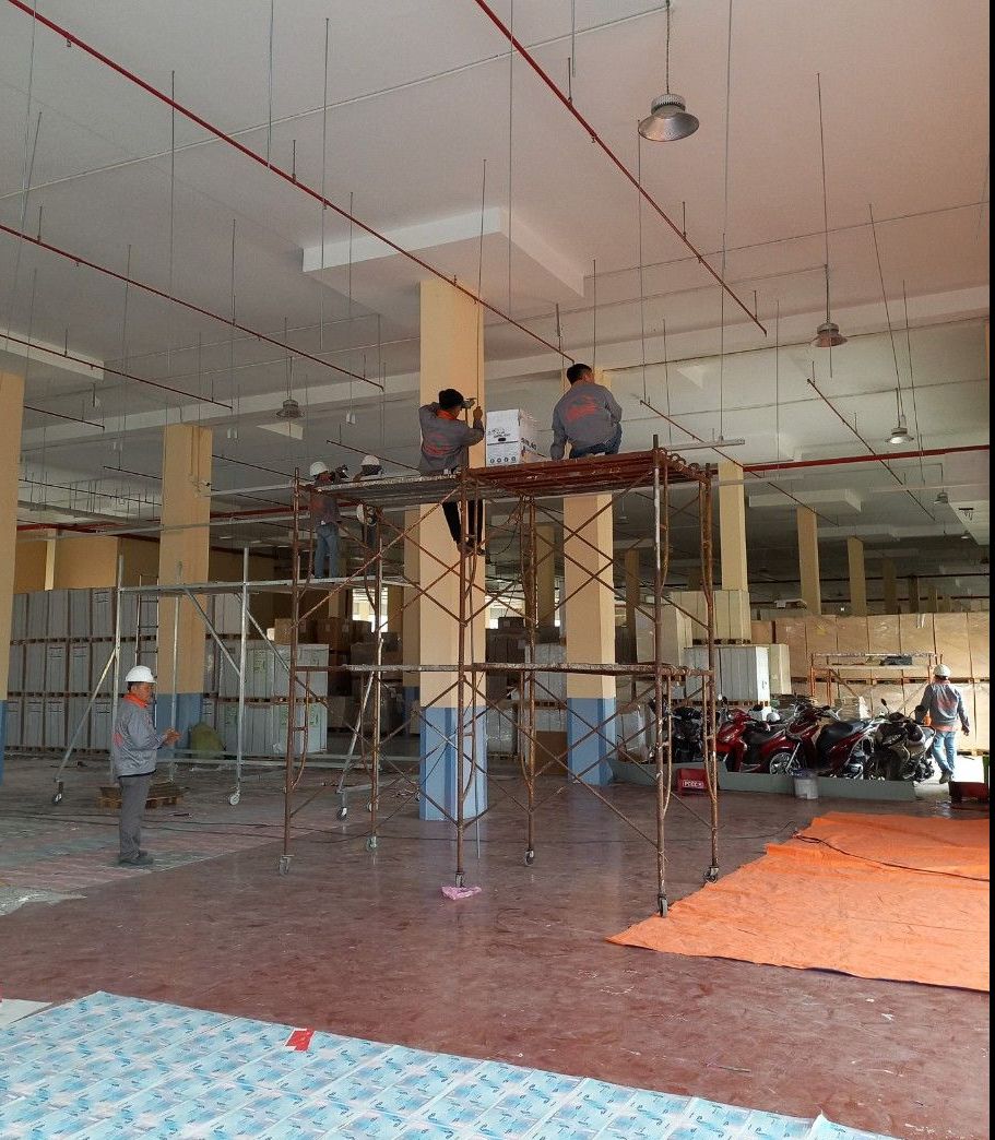 thi công hệ thống chiếu sáng nhà máy in 7